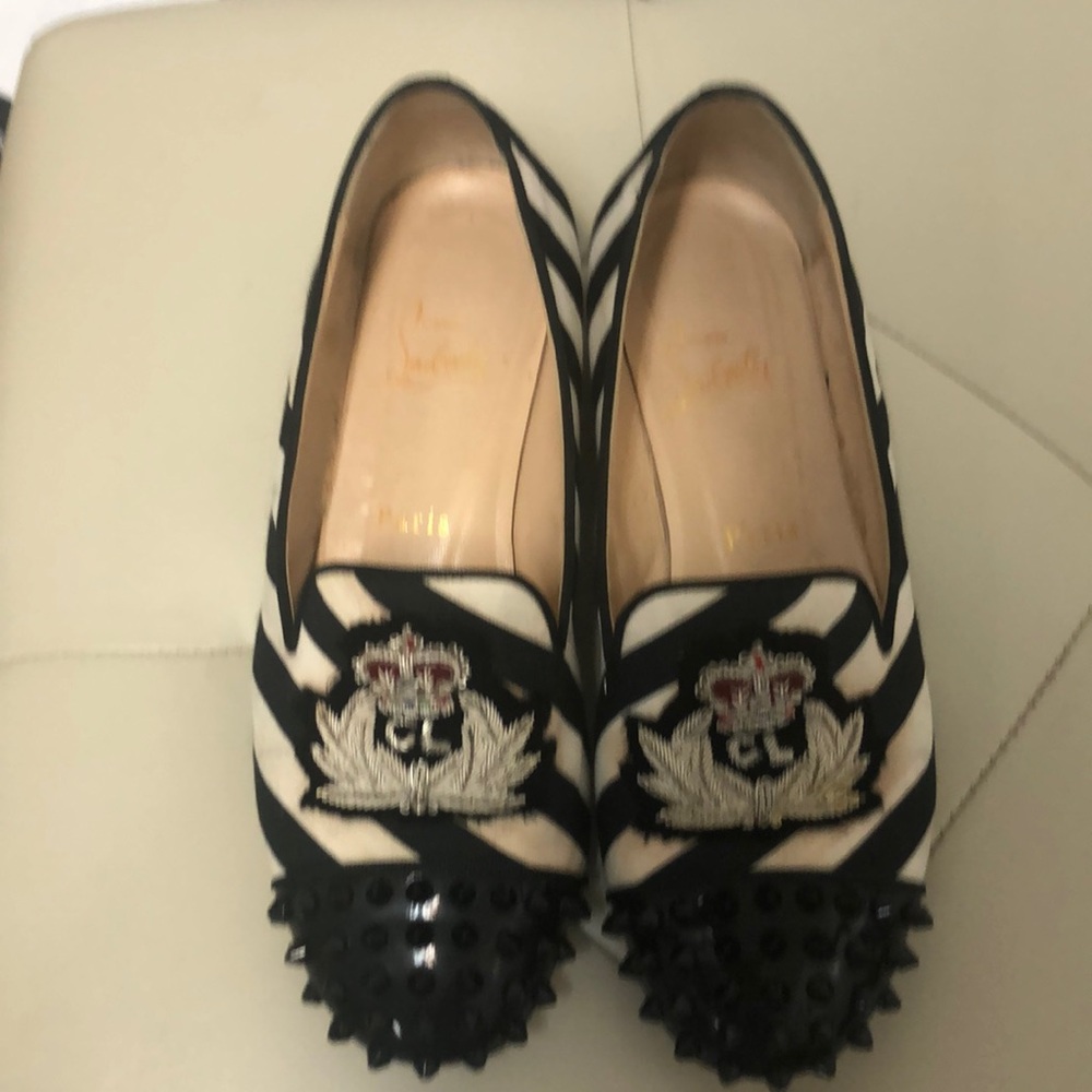 Authentic Christian Louboutins flats with black spikes size 37.5
